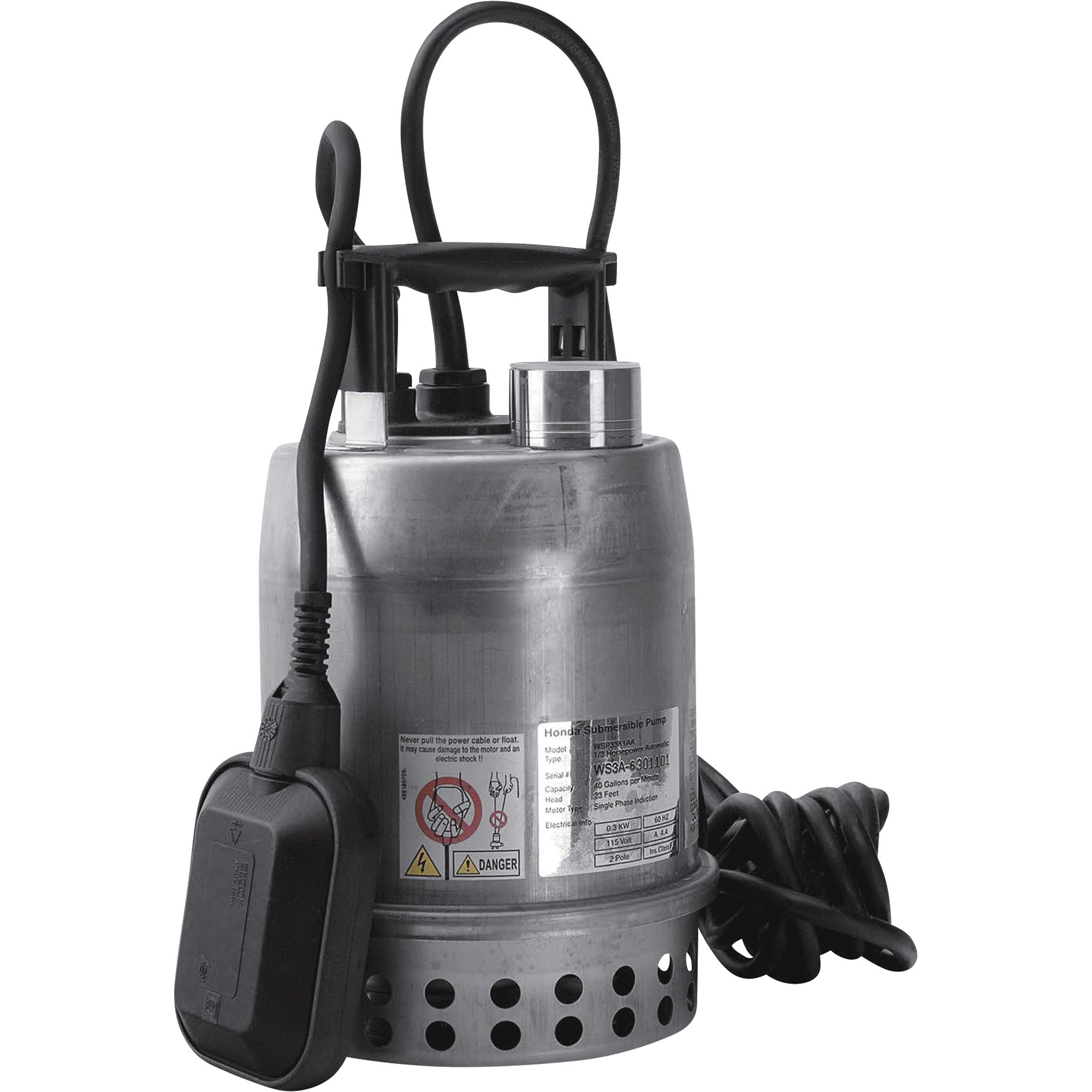 Honda Submersible Pump, 1.25in. Port, 4,200 GPH, 1/3 HP, Model# WSP33K1AA